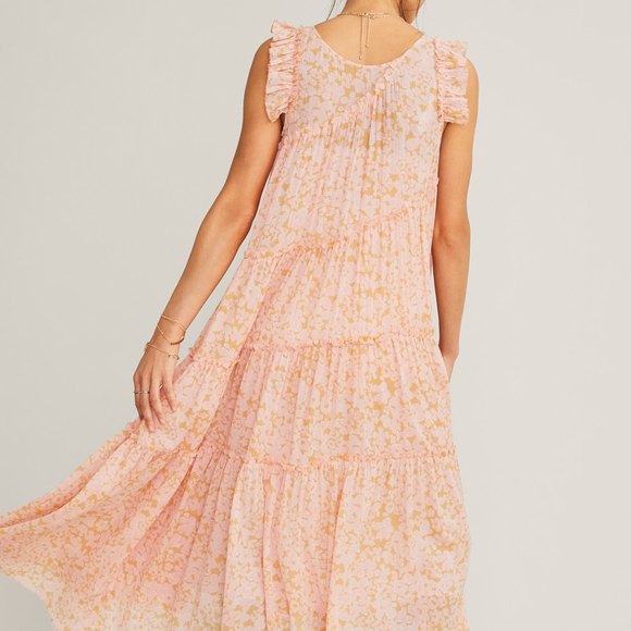 Hatch Womens Apricot Maternity Anaelle Silk Dress Sz 2 Ruffle SleeveAsymmetrical - Picture 3 of 13